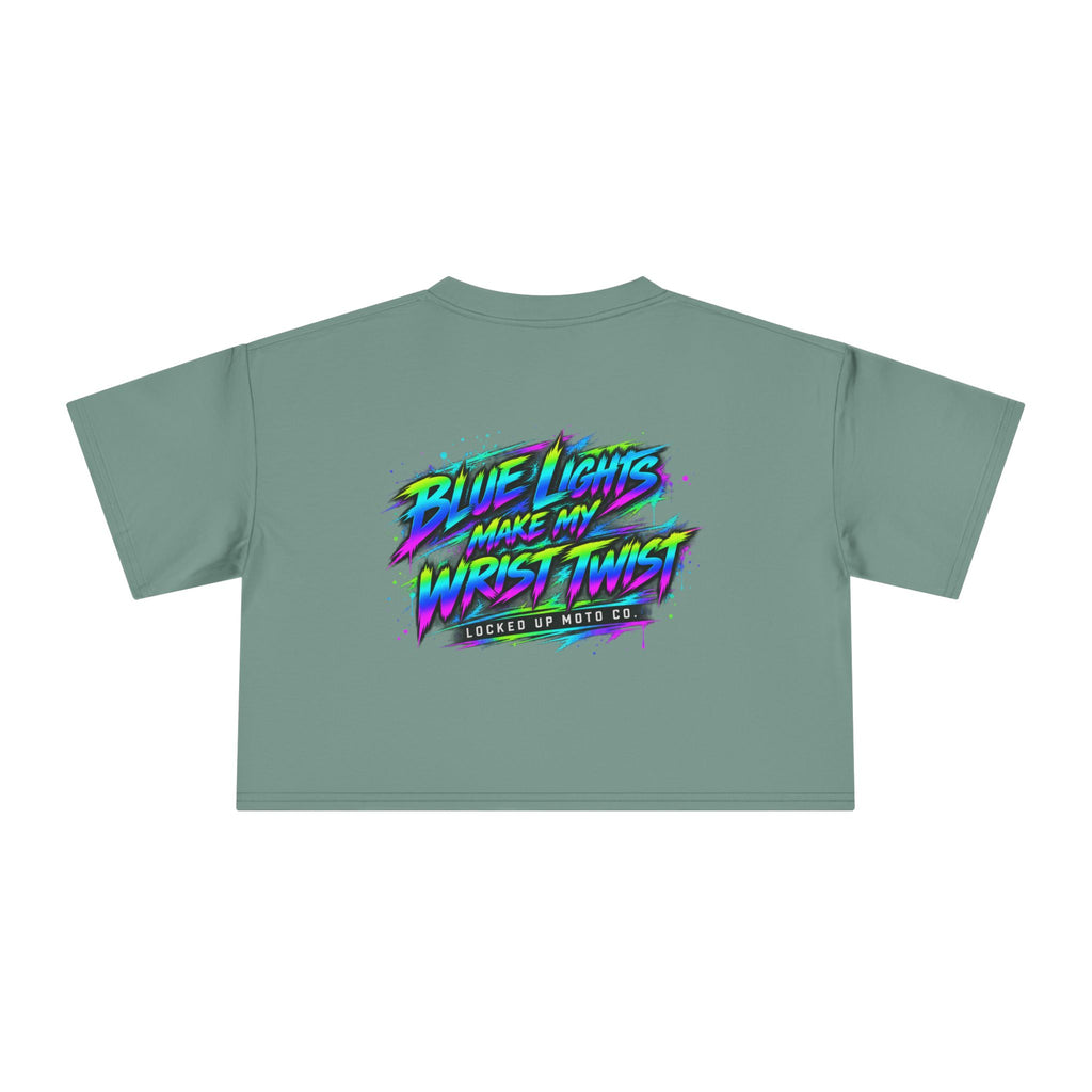 Blue Lights Make Me Twist -Retro Edition Crop Tee